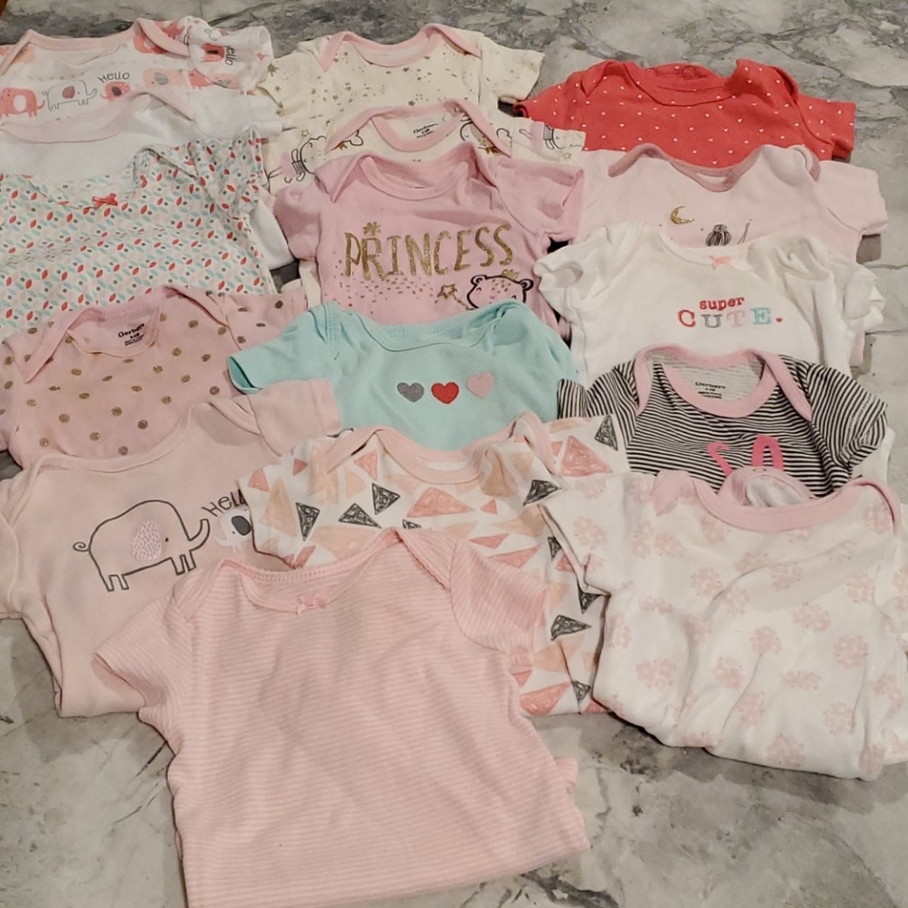 0-3 &3month baby girl short sleeve onesie bundle